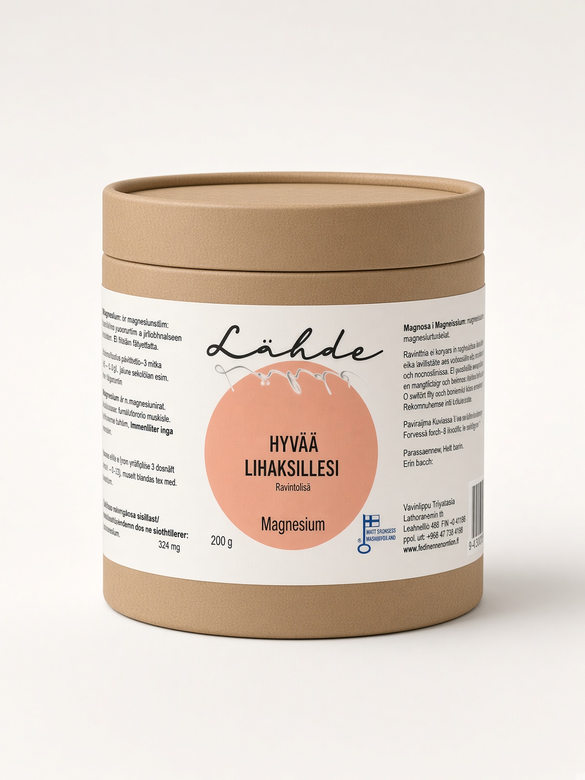 Lähde Magnesium 200 g, magnesiumsitraatti, hyvää lihaksillesi